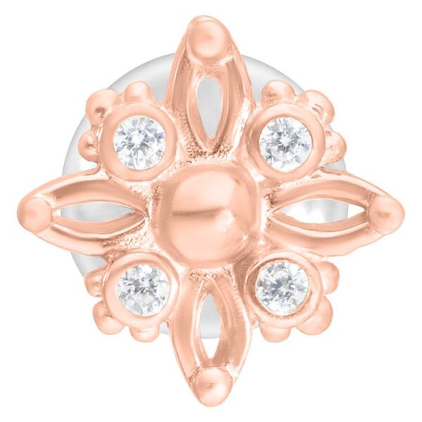 Roségoldenes Polar Star Labret mit klaren Kristallen auf weißem Hintergrund
