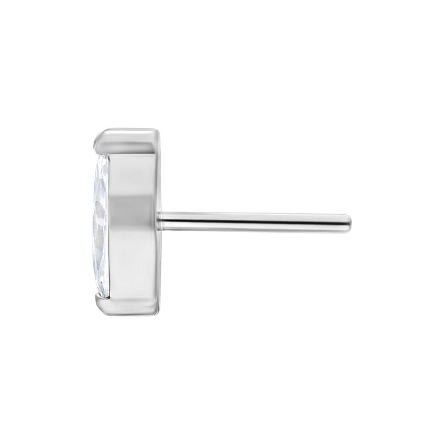Inserto ovale in cristallo argento con cristallo chiaro su sfondo bianco