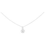 Collana in argento con ciondolo a pentagramma su sfondo bianco