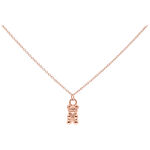 Collana oro rosa con ciondolo a forma di orsetto su sfondo bianco