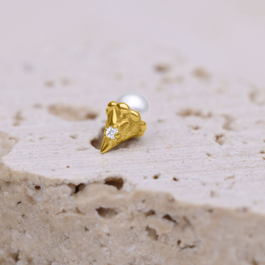Ajuste dorado Push Fit con cristal claro sobre piedra clara