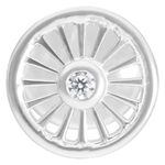 Labret Suncircle Push-Fit in argento con cristallo rotondo su sfondo bianco