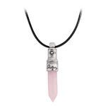Collana Gluttony rosa con ciondolo argento e cordino in pelle nera