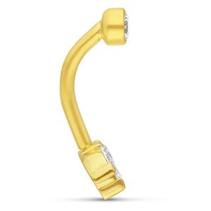 18K Gold Microbananabell mit Kristall 18K Gold Bananabell mit klarem Kristall auf weißem Hintergrund
