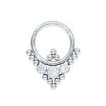 Clicker per septum in argento con design triangolare orientale e cristalli