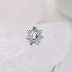 Inserto Push Fit argento a forma di stella con cristallo chiaro su sfondo bianco