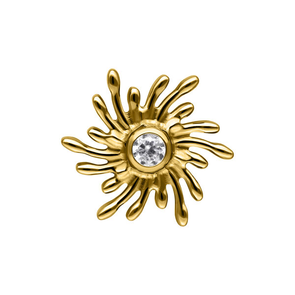 Kultainen Sunburst Push Fit -lisäosa kirkkaalla kristallilla valkoisella taustalla
