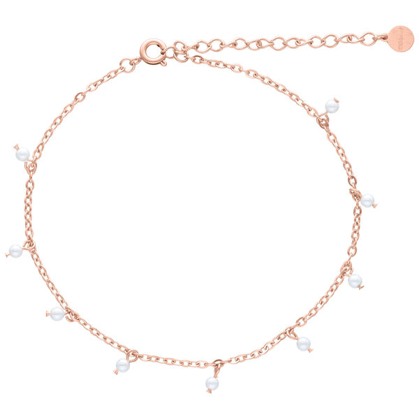 Little Synthetic Pearl Ankle Chain - Rosegold