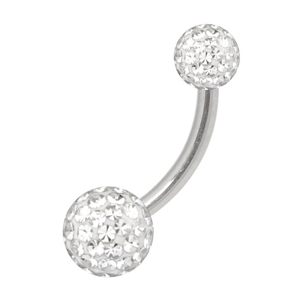 Hopeanvärinen titaani Bananabell kirkkailla kristalleilla, pallot 4mm/6mm