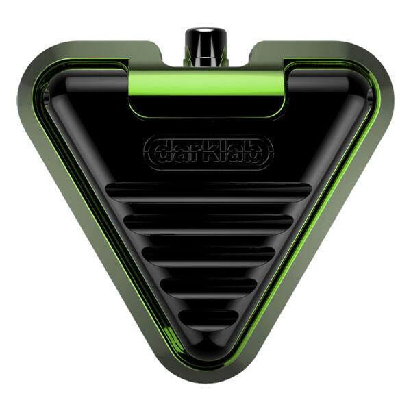 Pedal de pie triangular Delta en verde claro y negro sobre fondo blanco