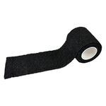 Musta, ei-kudottu Grip-sidos, osittain avattu, valkoisella taustalla