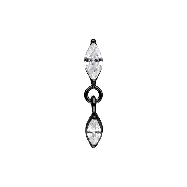 Push Fit Oval Crystal Drop Attachment - Black Metal