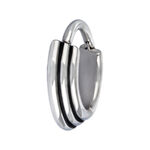 Clicker Settore in acciaio chirurgico argento con forma concava su sfondo bianco