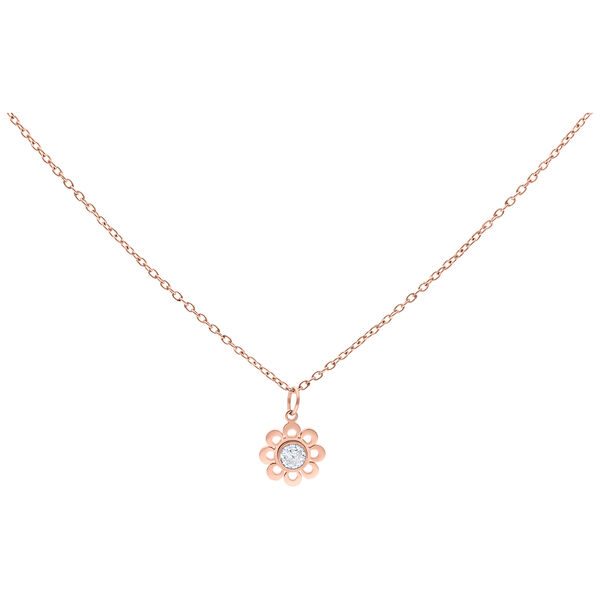 Crystal Flower Necklace - Rosegold