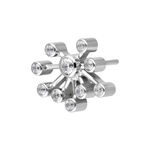 Inserto in titanio argento con otto cristalli scintillanti su sfondo bianco