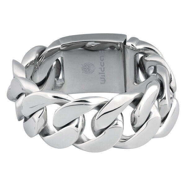 Pulsera trenzada de plata de acero quirúrgico, 190 mm de largo