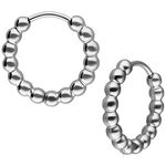 Orecchini in acciaio inox argento con design a bolle su sfondo bianco