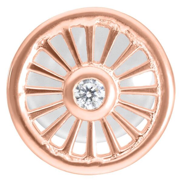 Roségoldenes Labret mit Push-Fit System und funkelndem Stein auf weißem Hintergrund