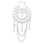 Aros Oldschool Sol Luna en plata con diseño de sol y luna sobre fondo blanco
